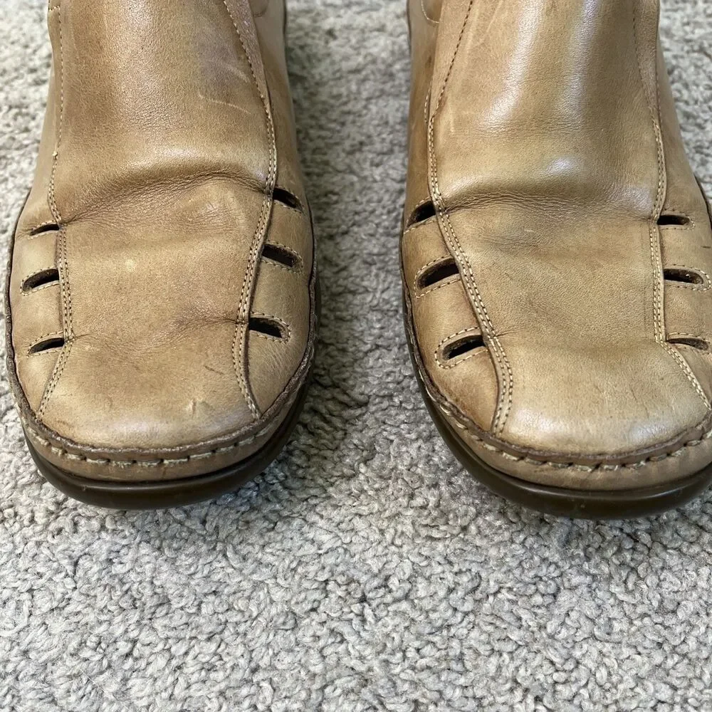 Men’s Light Tan Mephisto Air Jet Leather Slip On Loafers Size 9-1/2 US EUC